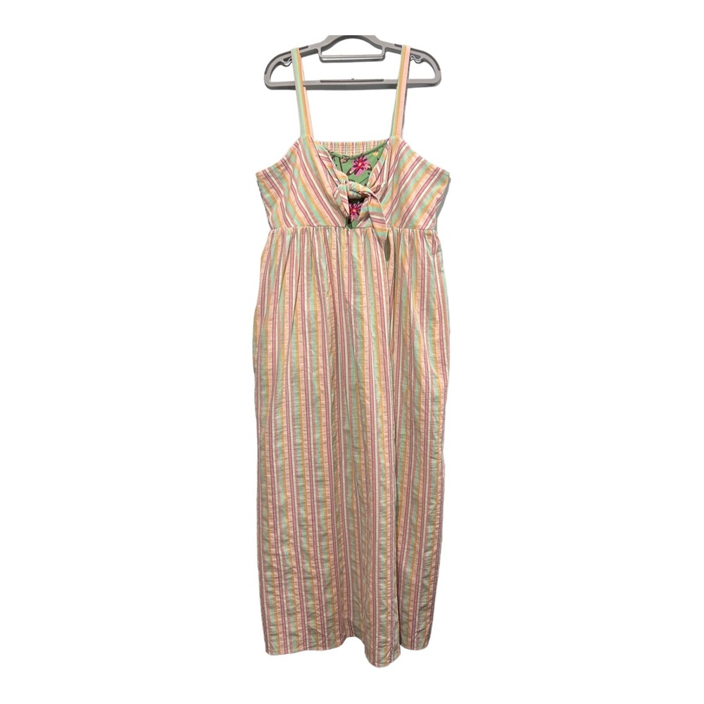 Matilda Jane No Baggage Dress Womens XXL Pink Stirppedโ Smocked Maxi Vacation